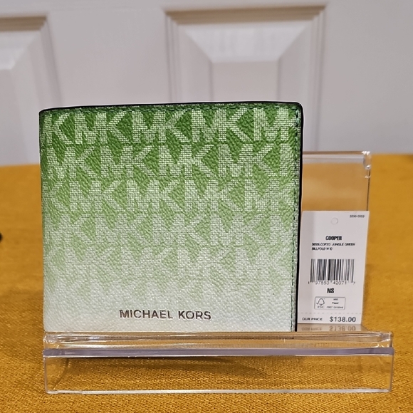 Michael Kors Men's Cooper Billfold In Jungle Green NWT - Picture 1 of 8